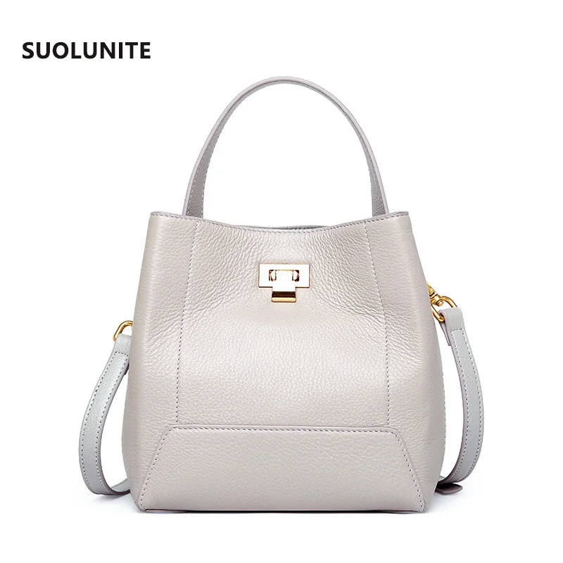 

2018 new leather handbags fashion leather bucket bag ladies shoulder large capacity handbag brand designer high quality