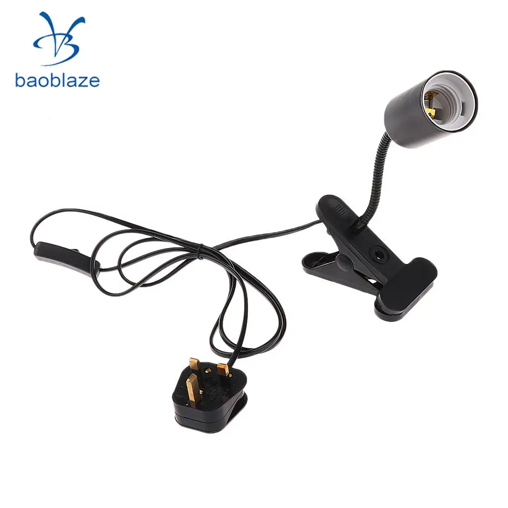 PetsOla 2pcs E27 Flexible Reptile Amphibian Lamp Holder Ceramic Heat Light Bulb Holder for Turtle Lizard FrogTortoise, UK Plug