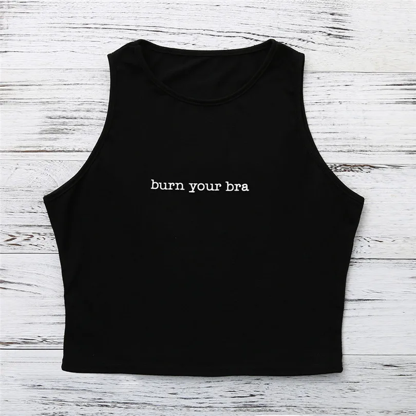  Women Spring Summer Sexy Burn Your Bra Tank Tops Crop Top Yoga Vest Sleeveless Beach Blouse Casual T Shirt #4M19 (7)