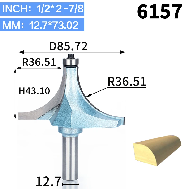 HUHAO 1 шт. круглые фрезы для дерева, деревообрабатывающий инструмент, промышленная Концевая фреза с подшипником, фреза, угловая круглая Концевая фреза - Длина режущей кромки: 6157