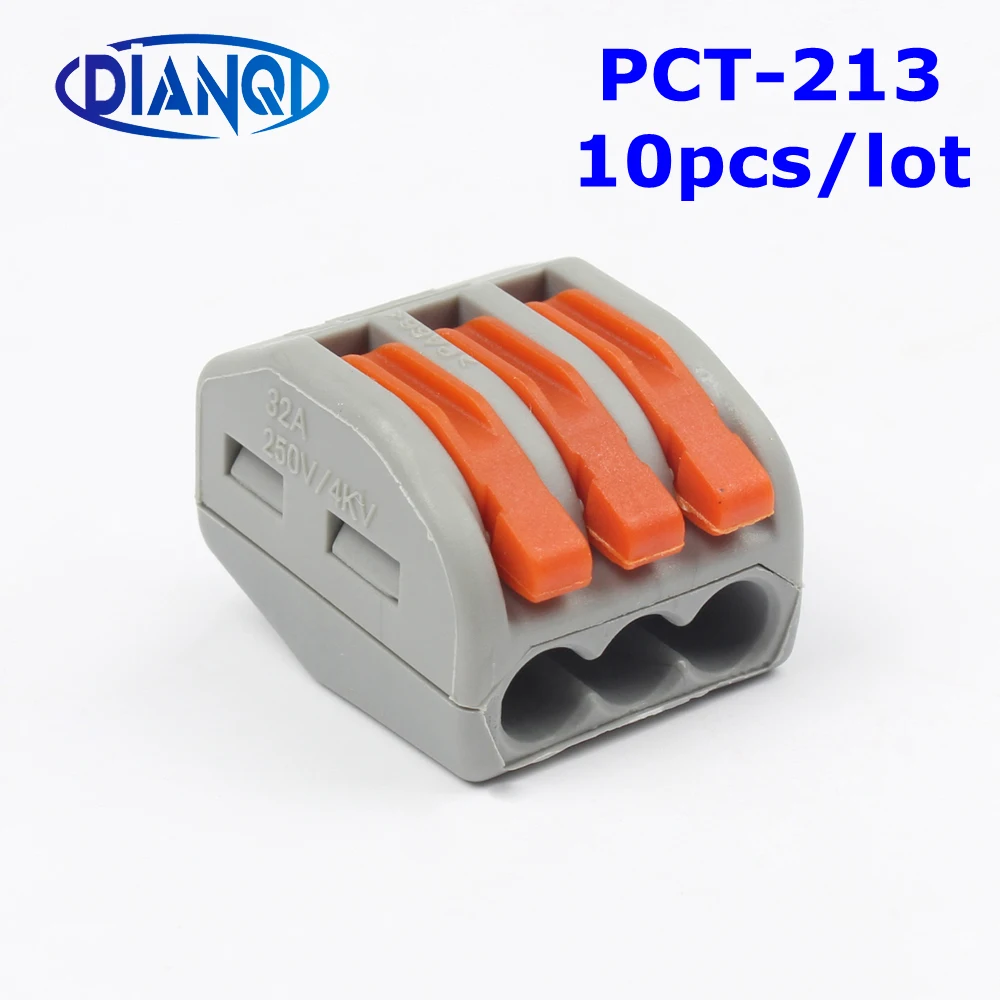 

Free shipping 10 pieces/lot 222-413 Universal Compact Wiring 3 pin Wire Connector Conductor Terminal Block With Lever AWG 28-12
