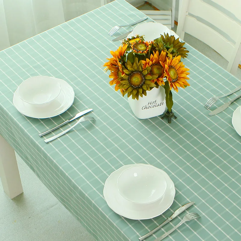 

Everfly Tablecloths Modern Pastoral brief Style Table Cover Poly/Cotton edge curl plaid Printed Rectangular light color Table