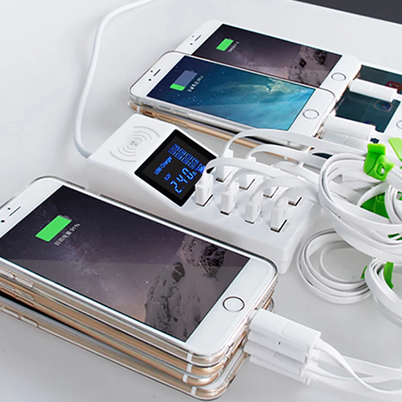 Tanie Bezprzewodowa ładowarka do Xiaomi szybkie ładowanie ładowarka usb do Samsung s10 inteligentne uniwersalne gniazdo zasilania Hub dla iphone X adapter ścienny