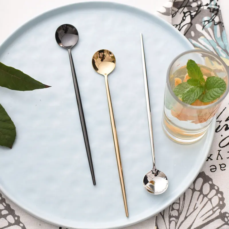 Набор ложек для льда с длинной ручкой из нержавеющей стали 195 мм|coffee spoon|serving spoonspoon