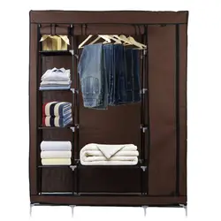 Большой DIY холст Спальня шкаф сушильный шкаф с перекладиной стеллажи для хранения одежды Организатор Группы коричневый