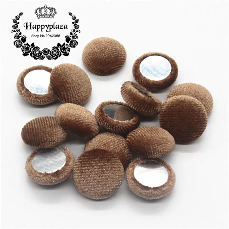 

15mm 50pcs Light Brown Korean Velvet Fabric Covered Round Home Sewing Buttons Flatback DIY Scrapbook Craft