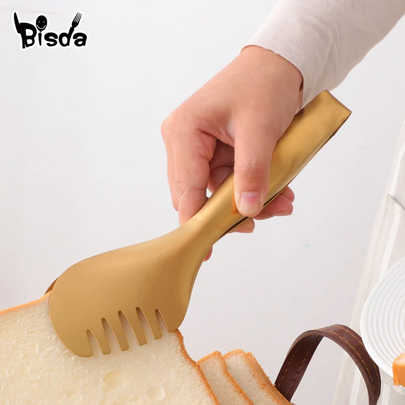 

BBQ Grilling Tong Stainless Steel Bread Clip Gold Cooking Tools Salad Serving Tongs Used for Buffet Clamp Meat Clamp Food Clip