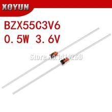 100 шт 0,5 W 3,6 V BZX55C3V6 1/2 W DO-35 зенеровские диоды для подавления переходных скачков напряжения