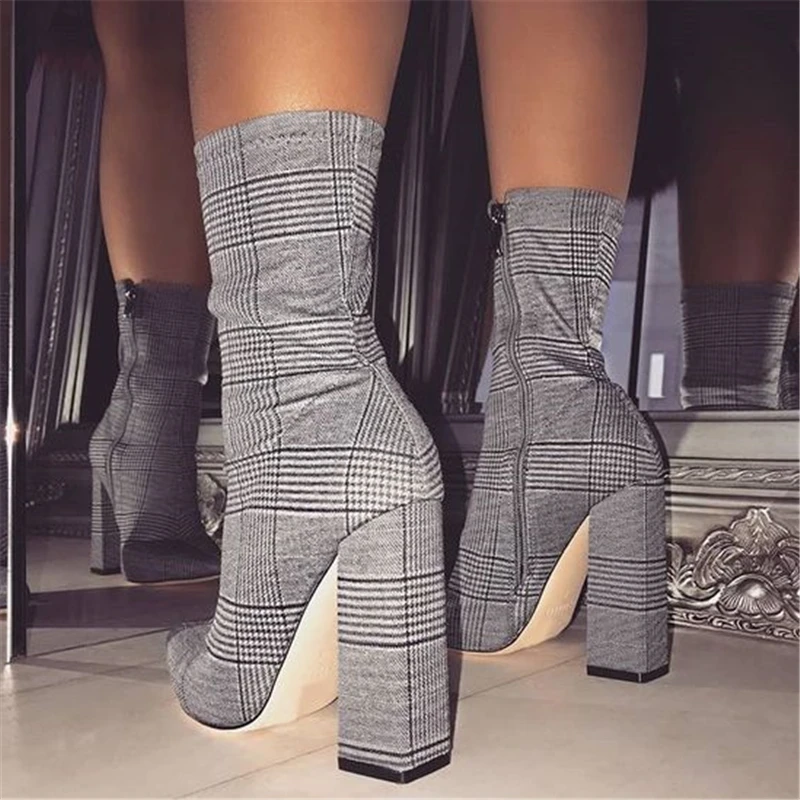 

ENPLEI Print Sexy Ankle Boots For Women Shoes Pointed Toe Thin High Heels Bootas Mujer Femme Zipper Chelsea Boots Size 35-42