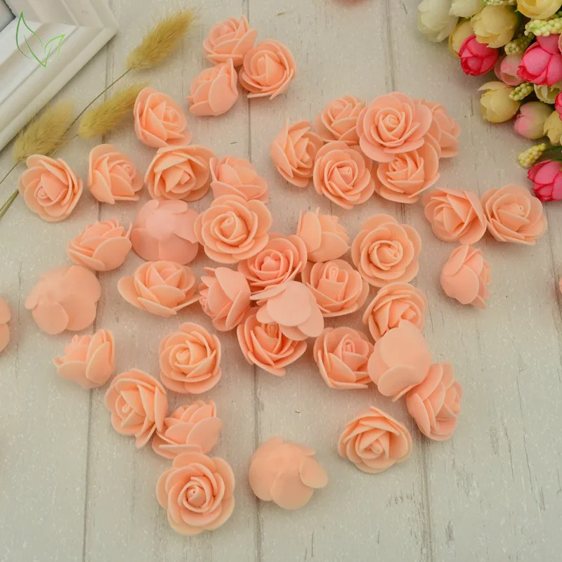 100pcs PE Foam Fake Teedy Bear Roee Head Artificial Flowers Cheap Wedding Home Decoration for Scrapbooking Gift Box Diy Wreath 