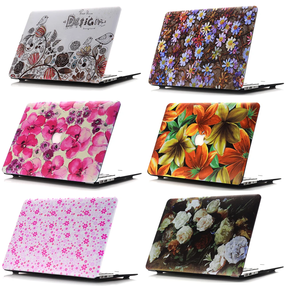 3in1 Flower Shell Case For Apple Macbook 11.6 12 13.3 15.4 Air Pro Retina laptop Protector For Mac book 11 12 13 15 inch