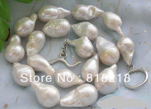 

FREE SHIPPING>@@> N727 HUGE 17" 25mm DRIP WHITE KESHI REBORN PEARL NECKLACE