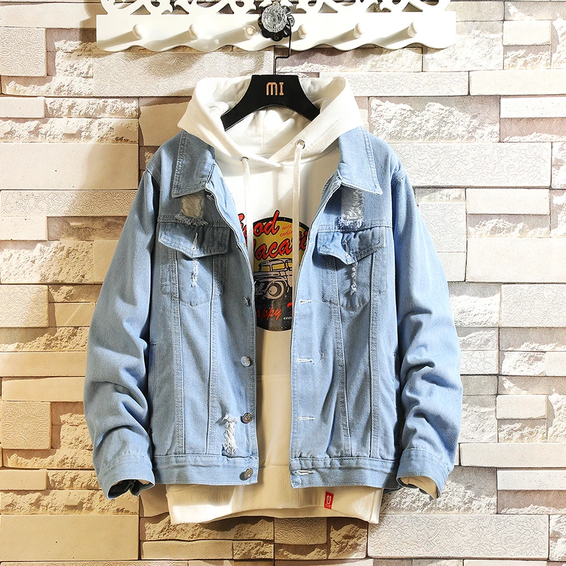 

2019New Top Quality Pure Cotton Denim Jackets Men Cowboy Slim Fit Bomber Jacket Men's Jean Jacket Hip Hop Print Coats