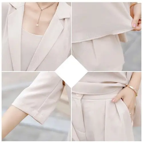 Short Pants Three Piece Women Korean Version Fairy Elastic Waistline Summer Suit Female