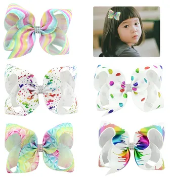 

1pcs 6 inch Beautiful Girls Hair Bow Graffiti Ribbon Hair Bow Ponytail Hair Holder for Girl Hair Accessories