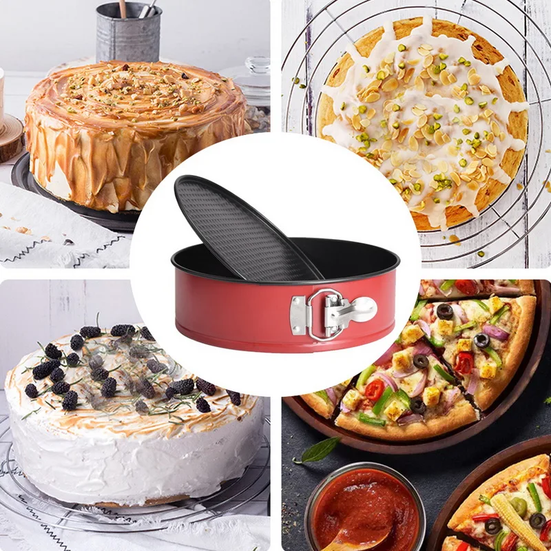 

Urijk 7/10 Inch Carbon Steel Cake Molds Springform Pan Removable Bottom Bakeware Kitchen Tools Non-Stick Round Cake Baking Pan