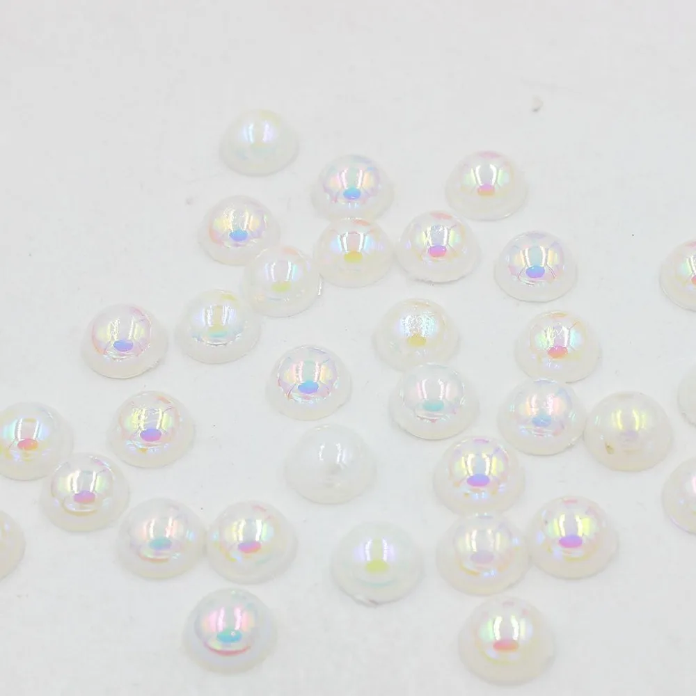 

Size 3/4/5/6/8/10mm White AB Color 50-1000pcs/bag ABS Imitation Pearl Half Round Flatback for DIY Craft Jewelry Findings Making