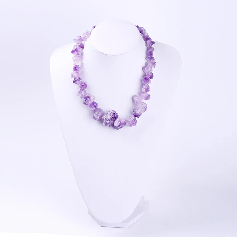 New Fashion Jewelry Amethysts Quartzs Natural Stone Beads Semi-precious Strand Stone Necklace For Women Bijoux Joyas