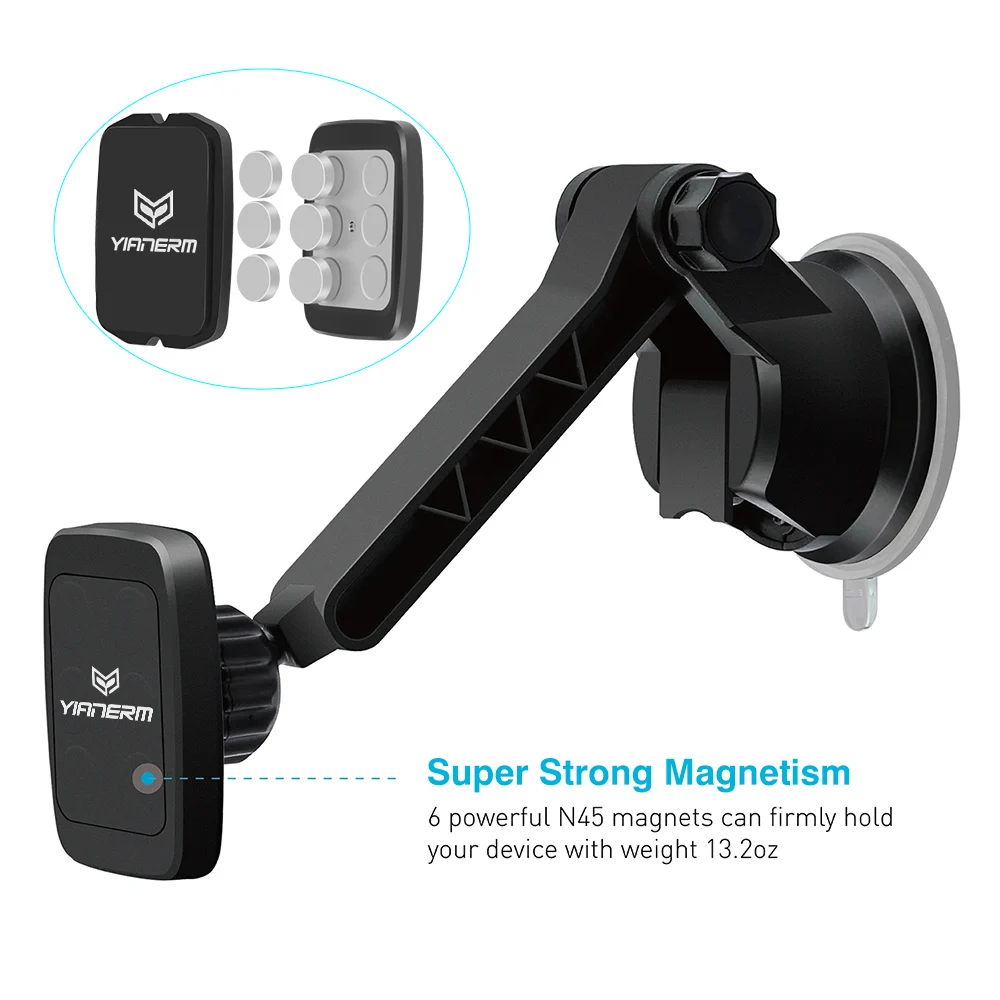 Yianerm сильный магнит Автомобильный держатель для телефона на присоске Магнитная подставка для телефона в автомобиле для iPhone Xs Max 7 8 Plus samsung S9 Xiaomi