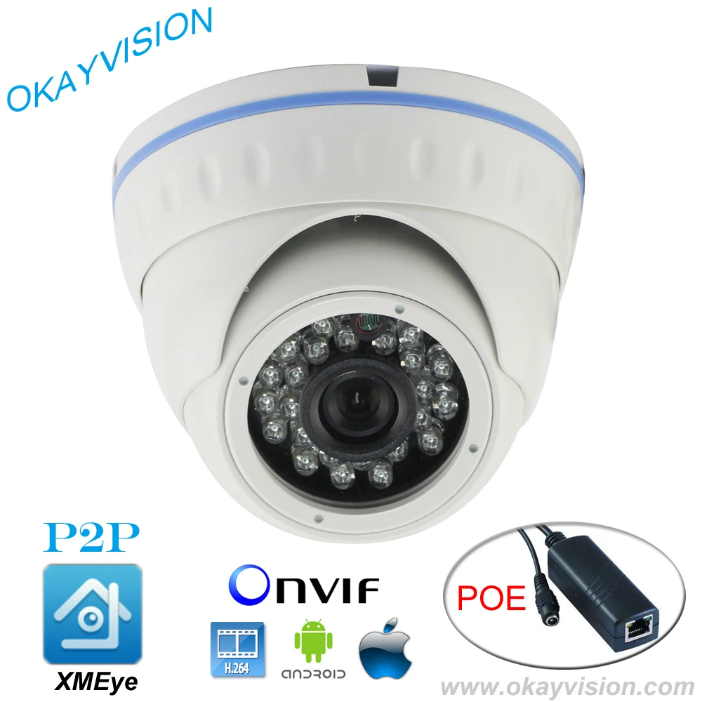 ONVIF 1.0MP Waterproof IR CUT Night Vision P2P Plug and Play POE IP