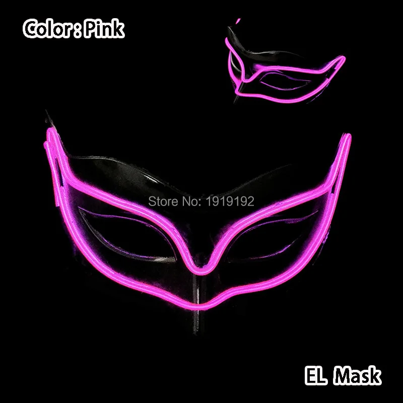 Women Sexy Cosplay Half Eyes Mask Bunny Fox Animal Mask Masquerade LED Glasses Carnival Fancy Glow Party Supplies - Color: Type 07-Pink