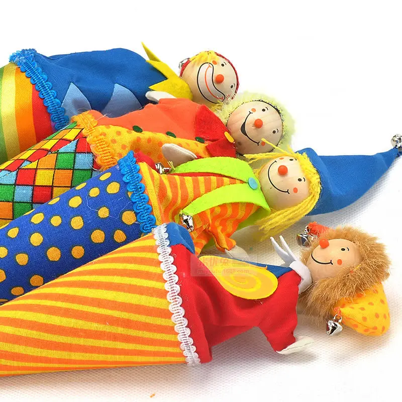 Детские игрушки милый клоун всплывающие куклы, 23 см деревянная телескопическая палка кукла, Дети подарки на день рождения, плюшевые куклы игрушки для младенцев