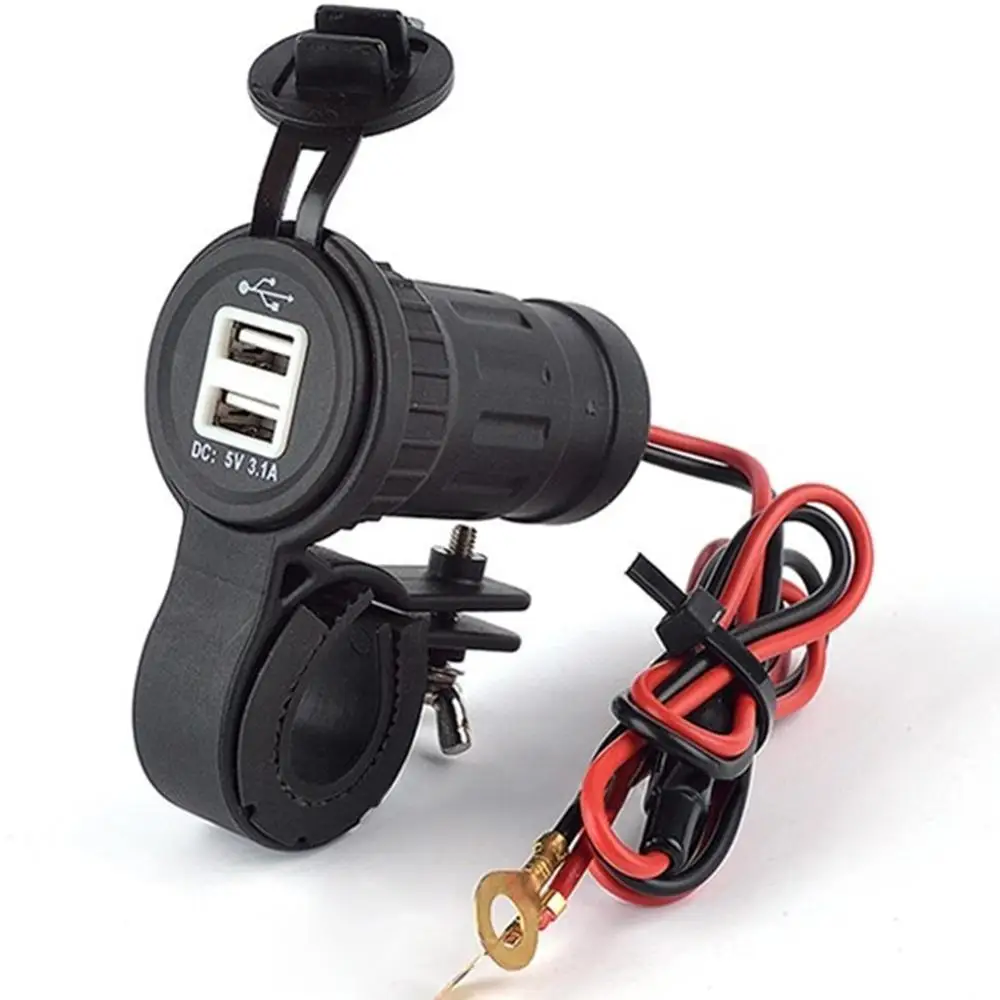 Waterproof 12-24V Outlet Power Jack Marine Motorcycles Dual USB Charger Adapter