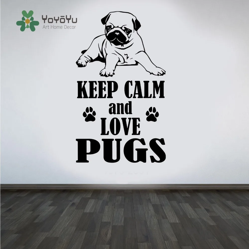 

Pug Dog Wall Decal "Keep Calm and Love Pugs" DIY Wall Art Sticker Animal Cute Pet Wall Mural Home Decor NY-39
