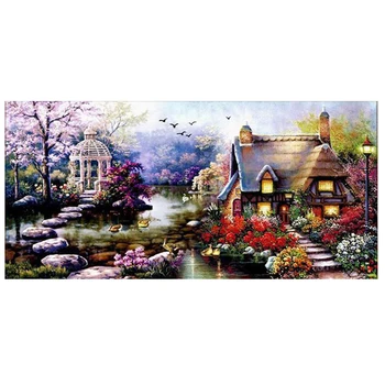 

Needlework 3d diy full resin diamond painting cross stitch square diamond embroidery Garden hut diamond mosaic crafts31