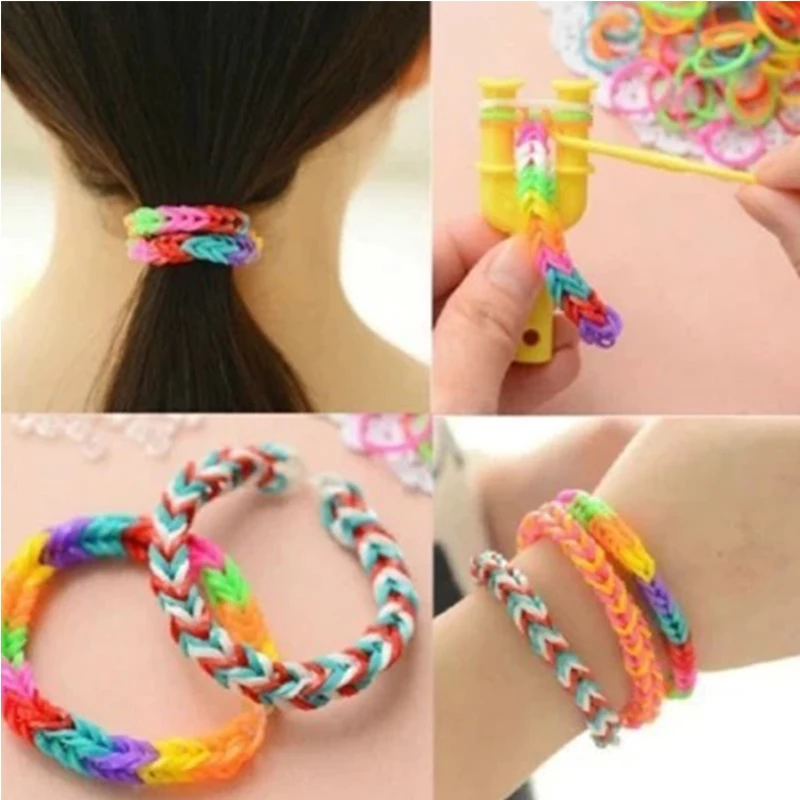 400 шт резиновые Loom Bands игрушки для детей девушки подарок DIY Браслеты волос Группа Бабочка Детские комплекты Craft игрушка, обучающая