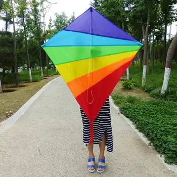 

Huge Rhombic Kite for Kids Easy Flyer Rainbow Kites Best Beach Summer Outdoor Toy Durable Nylon Kite S7JN
