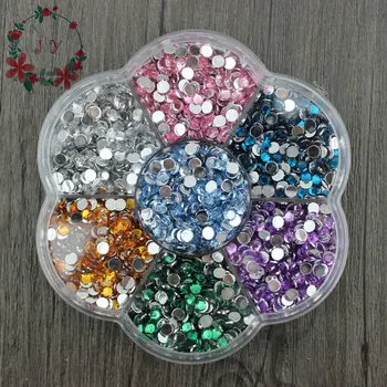 

set of 2000pcs Assorted Round Bling Taiwan Acrylic Rhinestone Gems Flatback DIY Accessory Various Colors Nail Art with box