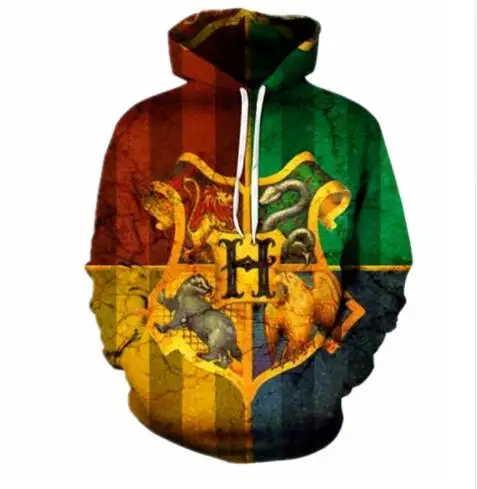 

2019 New Harri Potter 3D Printed Hoodie Hogwarts School of Witchcraft and Wizardry Gryffindor Unisex Sweatshirt Men Clothes