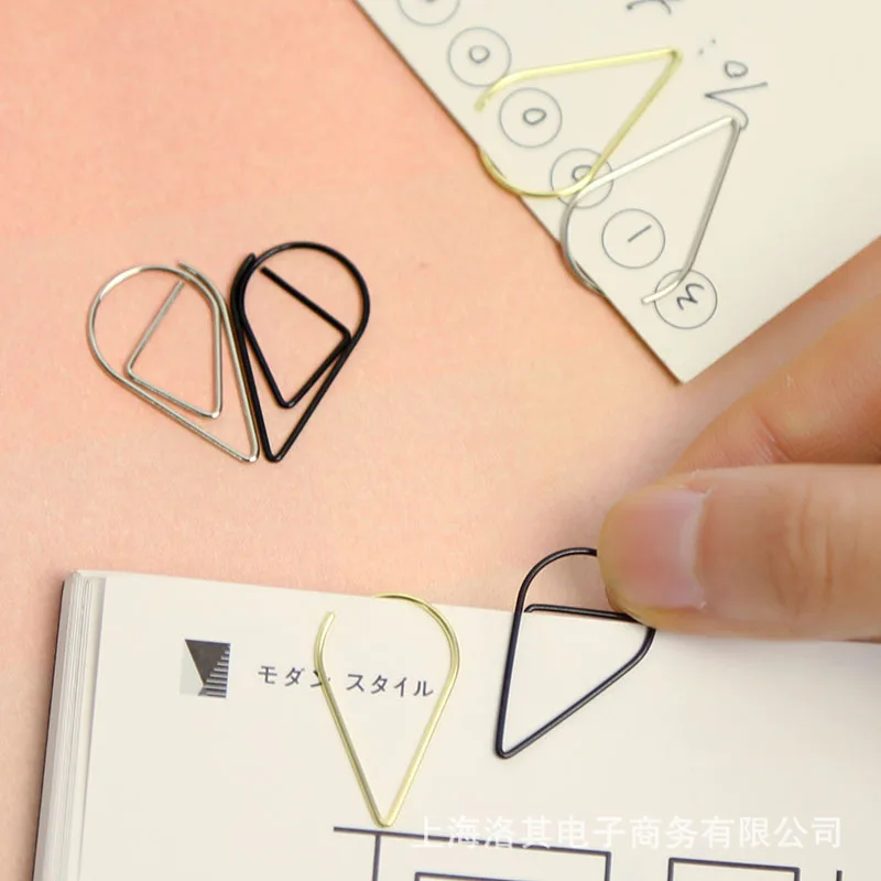 

Metal Material Drop Shape Paper Clips Gold Silver Color Funny Kawaii Bookmark Office Shool Stationery Marking Clips