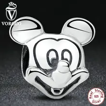 Regalo de Plata de ley 925 Amante Lindo Mickey Forma Encantos y Los granos Cupieron la Pulsera y el Collar de La Joyería Accesorios PS196