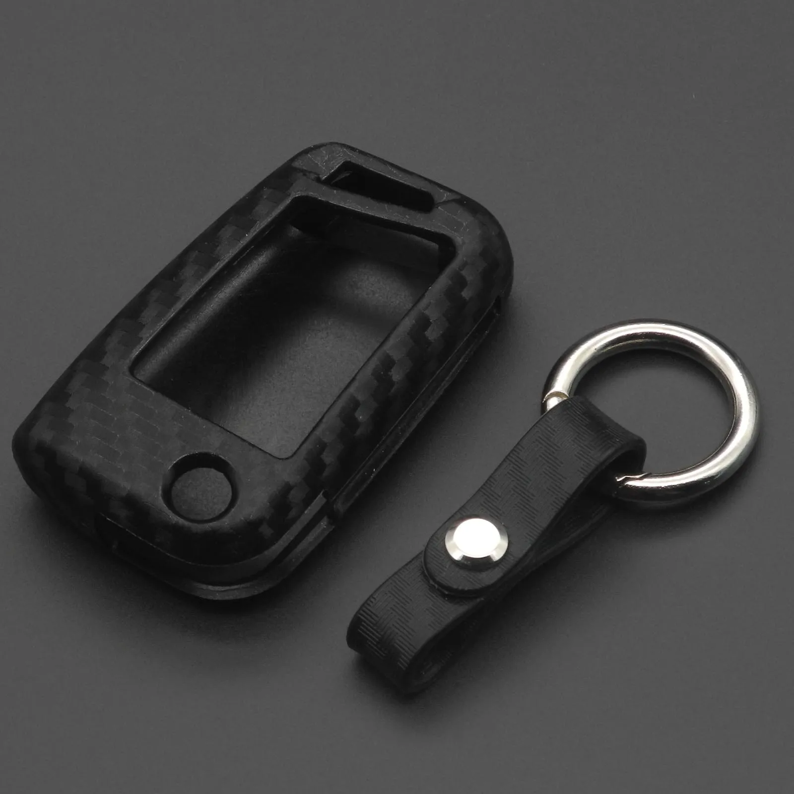 Carbon Fiber Silicone Car Key Case Cover Fob Keychain for VW Polo Golf 7 Tiguan Skoda Octavia Kodiaq Karoq Seat Ateca Leon Ibiza