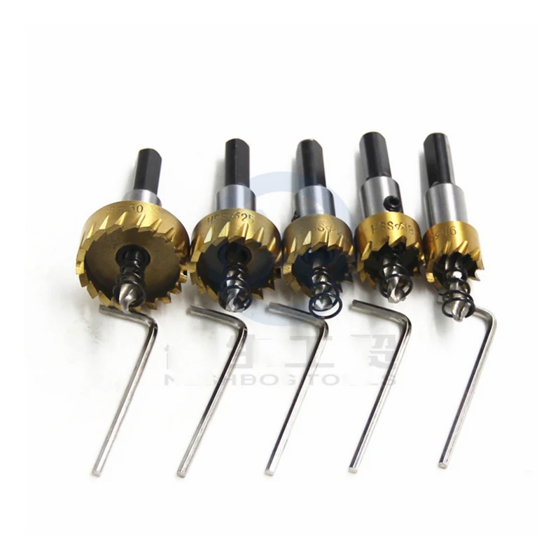 

5pcs HSS Titanium Hole Saw Drill Bit Saw Set 16/18.5/20/25/30 mm for Installing Locks Metal Wood Drilling Hole Cut Hand Tools