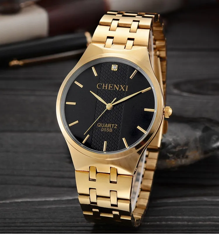 Любители золотые часы Для мужчин Часы Элитный бренд известный наручные часы женские и мужские часы золотой Нержавеющая сталь наручные
