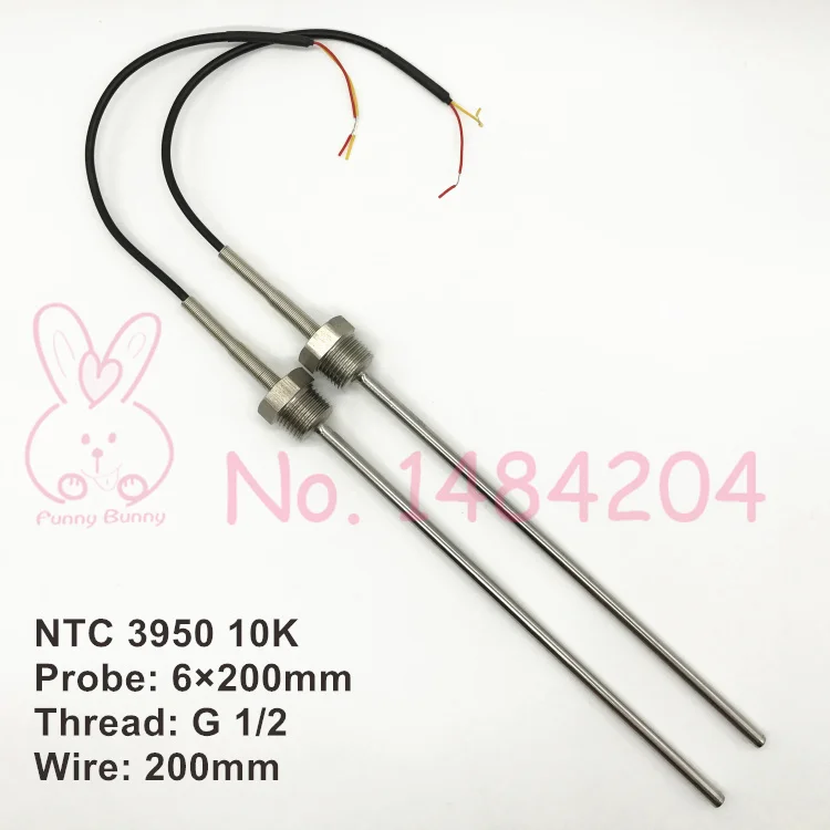 1x NTC 3950 10K Термистор датчик температуры SUS304 диаметр 6 мм 200 мм 100 мм Зонд 200 мм провод водонепроницаемый-40~ 150 градусов G1/" G1/4" - Цвет: G 1 l 2 200mm