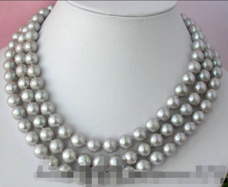

~~ BJC 000155 round gray freshwater pearl necklace silver Discount 35%