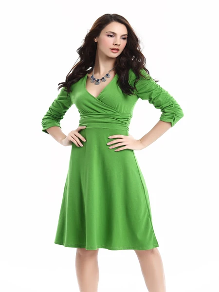 AAMIKAST, женские платья, новая мода, летние платья с v-образным вырезом, половина рукава, макси платья для вечеринки, Размеры S M L XL XXL XXXL - Цвет: Зеленый