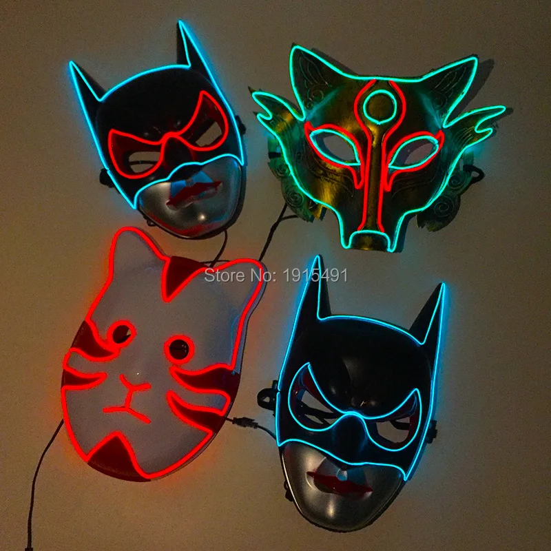 

Stage Design Light Up Jason Movie Theme Figure Mask Pirates Caribbean Mask Neon Led Strip Wolves Scared CS Mask Carnival Decor