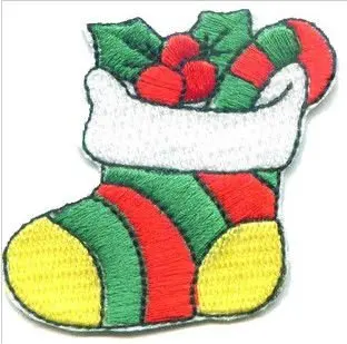 

Christmas Sock Embroidered Iron On Patch Applique Badge Kids Children Cartoon Patch wholesale