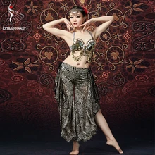 ATS женский Племенной танец живота бюстгальтер и штаны с цепочкой металлик винтажные монеты цыганские танцевальные Топы расклешенные брюки комплект из 2 предметов костюмы