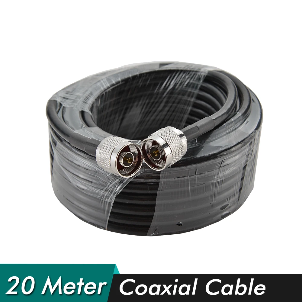 20 Meters Coaxial Cable N Male Connector Low Loss 50-5 Black 20M Cable Connect with Outdoor/Indoor Antenna and Signal Booster