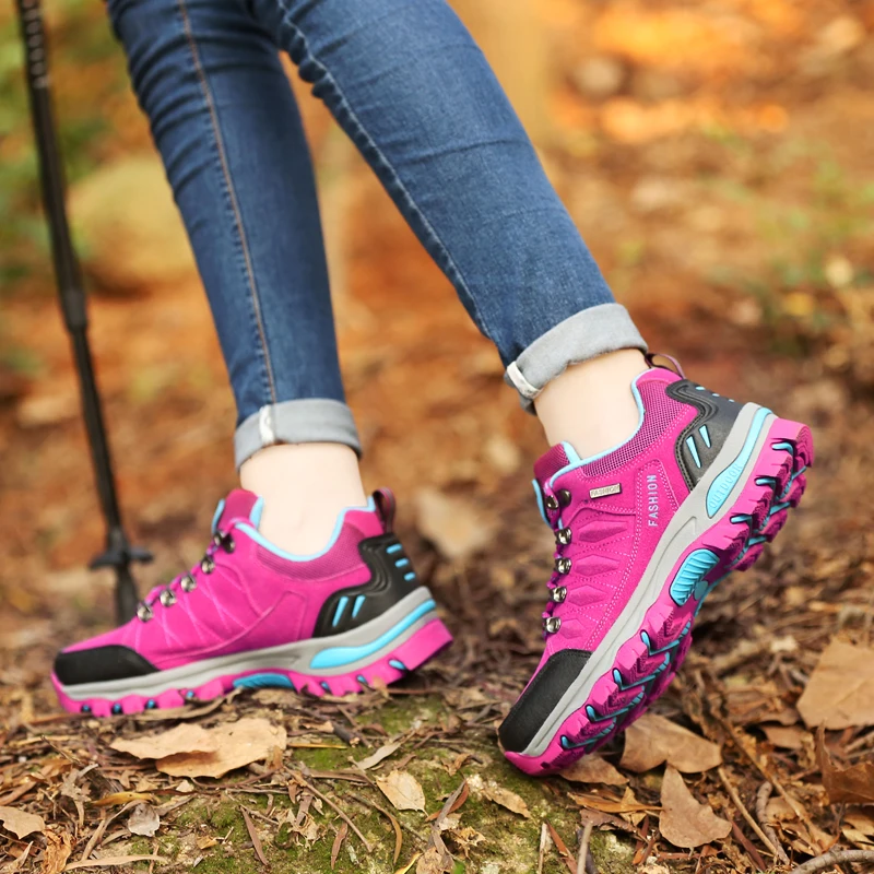 Женская походная обувь кожаные Трекинговые ботинки для альпинизма для девочек женская уличная обувь нескользящие кроссовки
