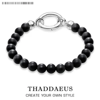 

Black Matt Obsidian Bracelet,Europe Style Rebel Fashion Good Jewerly For Lover,2017 Gift In 925 Sterling Silver,Super Deals