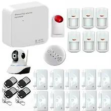 Android IOS APP WIFI Inalámbrico GSM SMS de Ladrón del Hogar de Seguridad sistema de alarma cámara ip inalámbrica sirena humo pir motion puerta Sensor