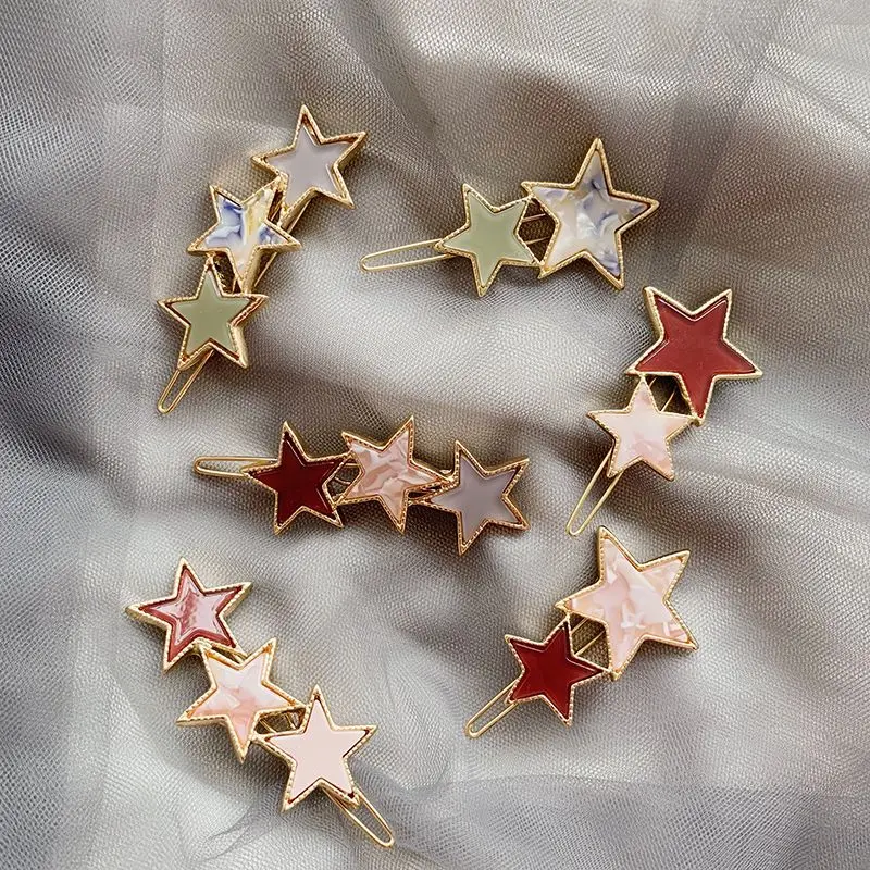 

Japan Korea Colorful Acetic Acid Hairpin Hit Color Hollow Star Shape Hair Clips Accessories Hairstyle Design Styling Barrette