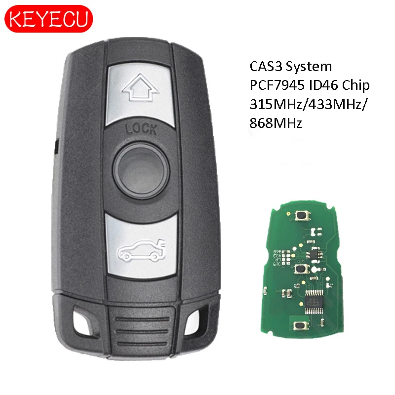 

Keyecu Smart Remote Key 3B 315MHz/ 433MHz / 868MHz for BMW 1/3/5/7 Series CAS3 X5 X6 Z4 Car Control Transmitter ID46 PCF7953